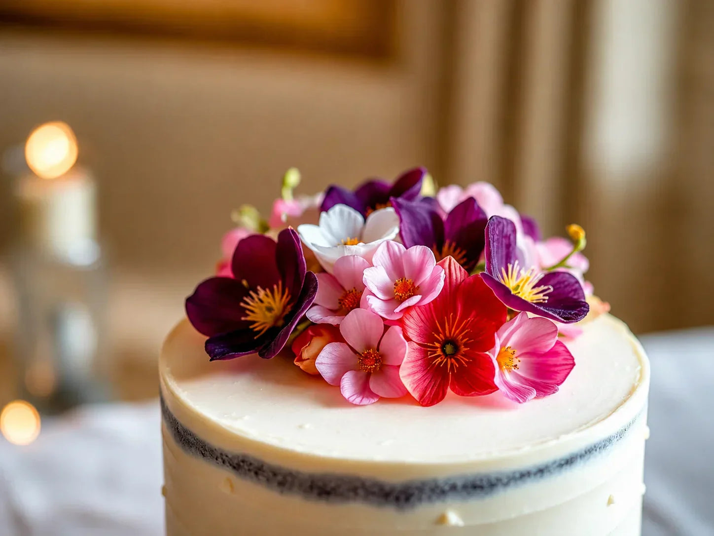 cake with edible flowers