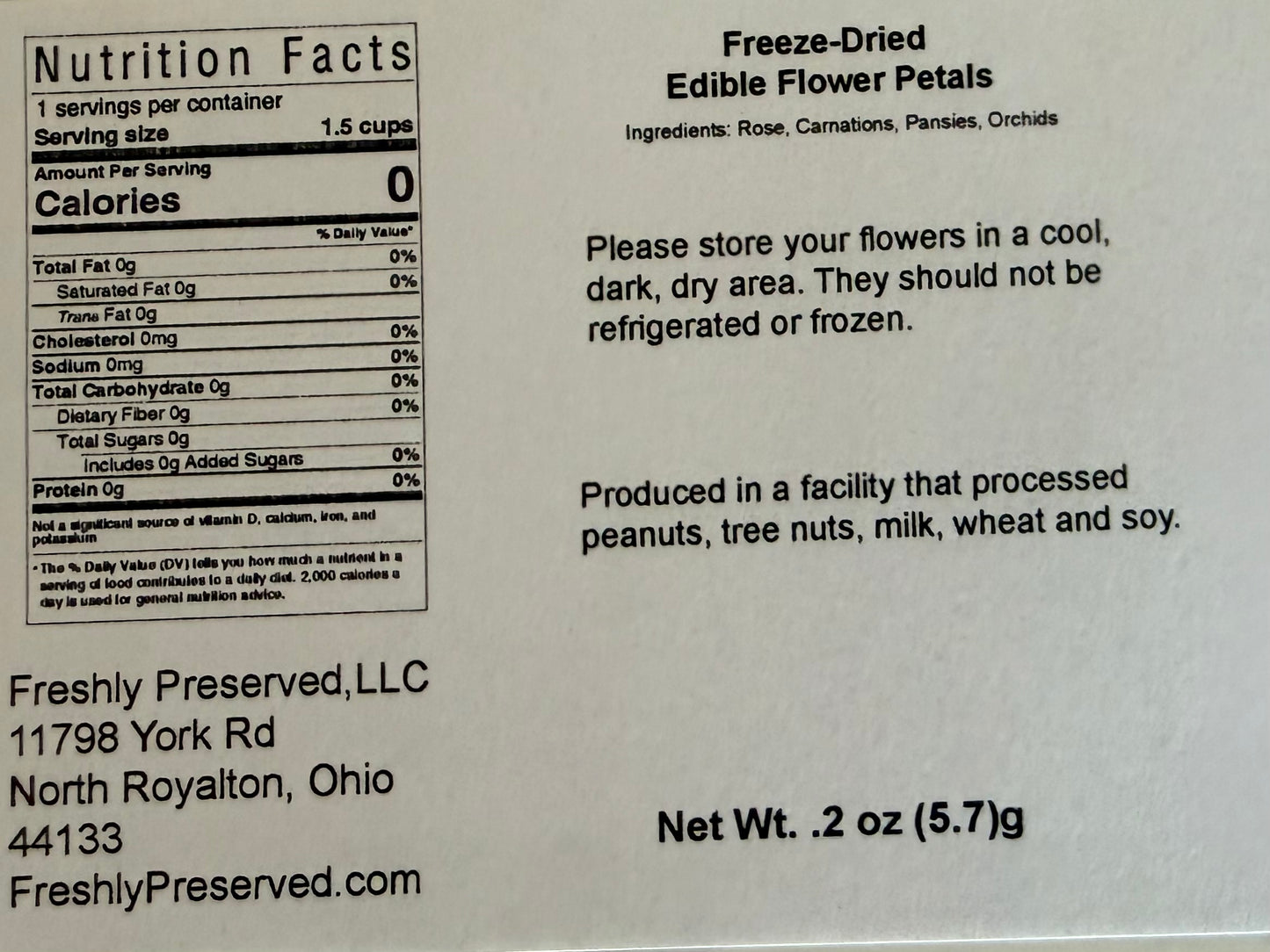 Freeze-Dried Edible Flower Petals